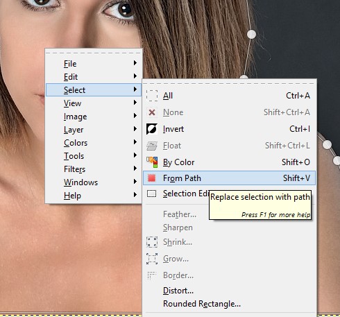 gimp remove background using selection tool